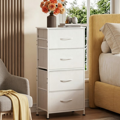 Commode Chaseburg de 98,3 cm de hauteur, 4 tiroirs, idéale pour la chambre à coucher ou le salon. Commode blanche avec structure robuste et plateau en bois.
