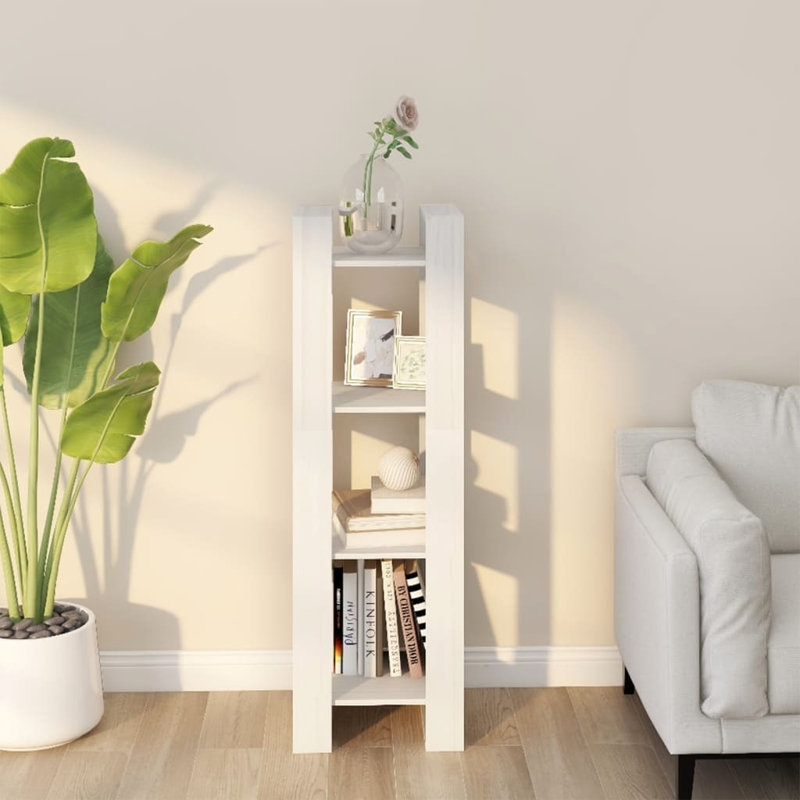Gelissa 125cm H Solid Wood Etagere Bookcase, White, 125Cm H x 41Cm W