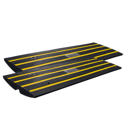 Rampe de trottoir, paquet de 2, élévation de 2,6 po, rampes d’allée en caoutchouc, rampe de seuil de poids lourd 33069 lb, rampes de pont en bordure pour trottoir de garage de quai de chargement, ensemble de rampe extensible