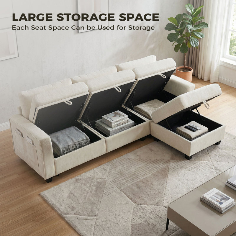 Corner Sofa, Beige/White