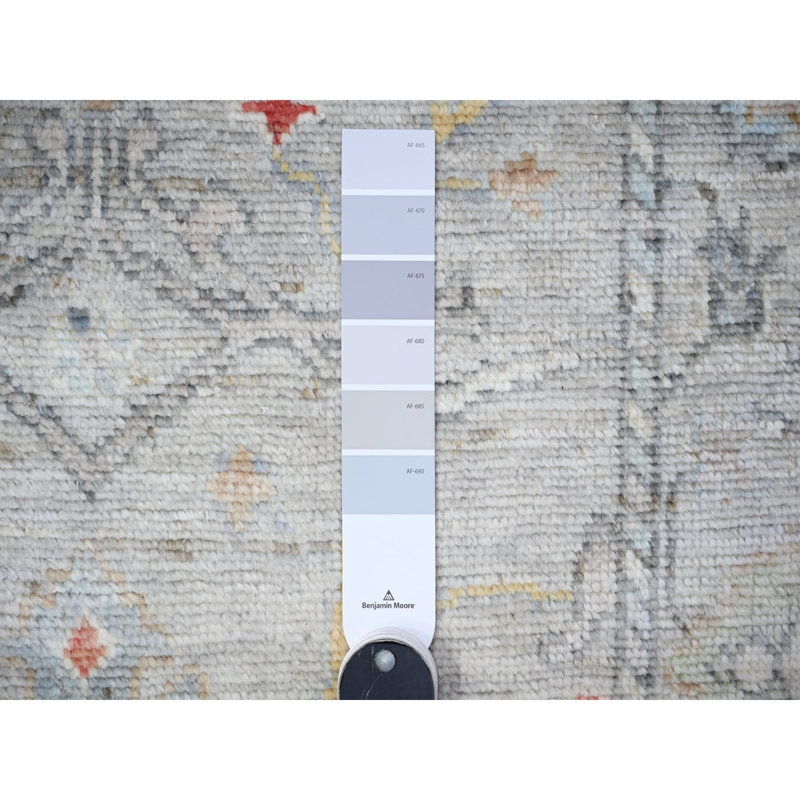 Tapis de couloir gris en laine noué à la main 3 pi 1 po x 10 pi 6 po Angora Oushak E2BA8139C990432A887DD956FA024353