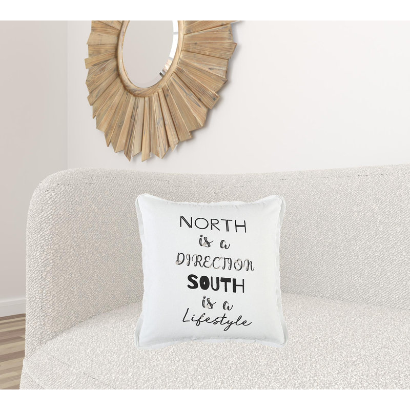 Coussin décoratif noir et blanc North South Font Play
