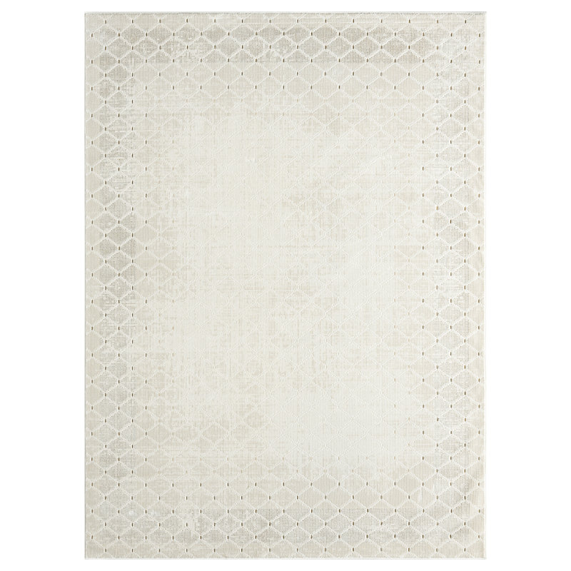 Abstract Machine Made Area Rug, Ivory, Rectangle 160 x 221 cm