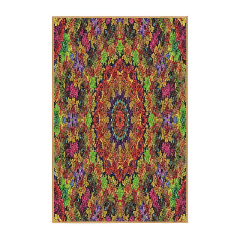 Tapis rouge/vert/bleu tissé à la machine, Rectangle 7 pi x 10 pi