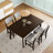5-Piece Dining Set - 1 Solid Wood Table + 4 Upholstered Chairs-1935280681