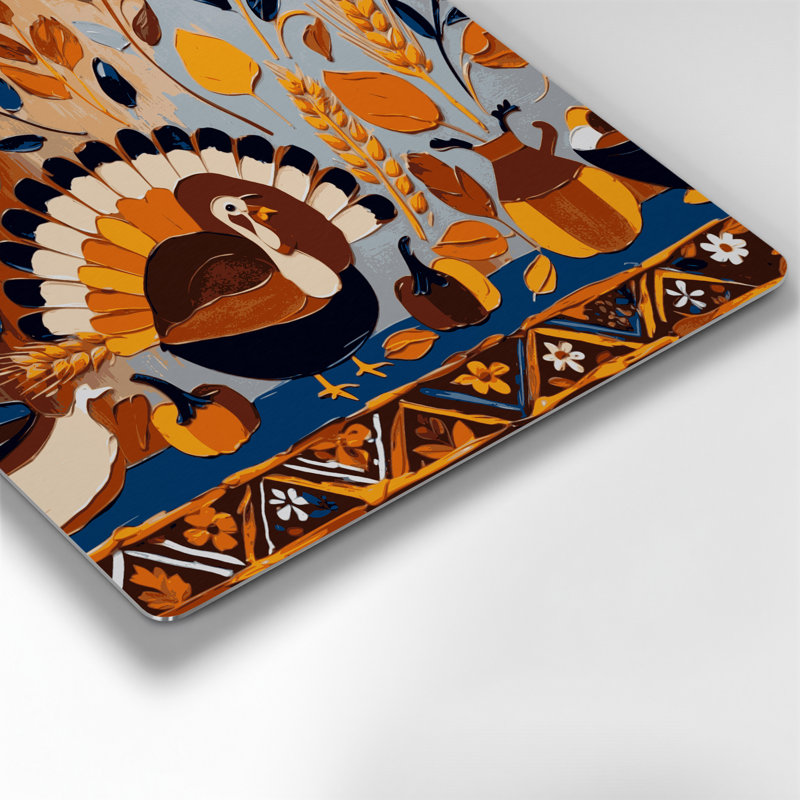 Art mural en métal brun de l'Action de grâce de style scandinave brun, H 12 po x l 12 po