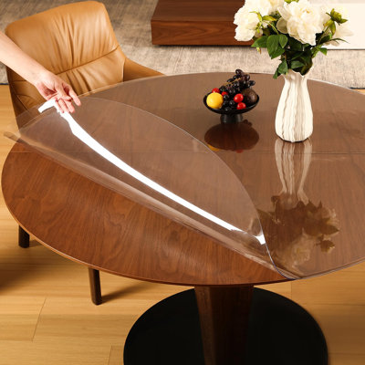 Clear Round Table Cover Protector 42'', 2.0mm Plastic Desk Mat | Waterproof , Non-Slip , Heat-Resistant, Anti-Scratch , Transparent PVC Table Pad for Dining Table Kitchen Office Desk Dresser