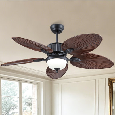 Ventilateur de plafond 50 "à 5 feuilles de palmier tropical avec lumières à intensité variable et télécommande