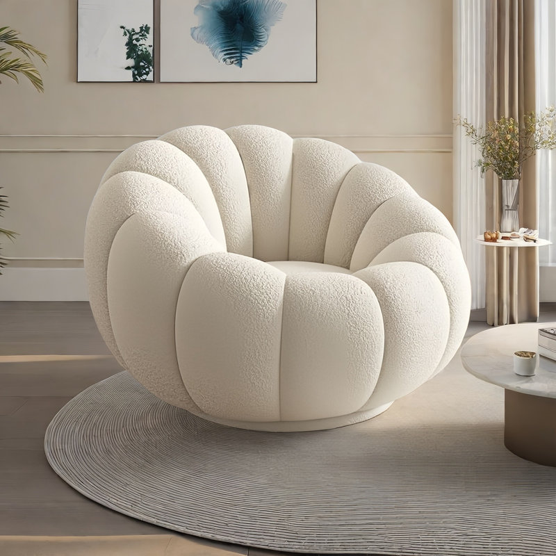 Chaise berçante moderne rembourrée, Blanc cassé