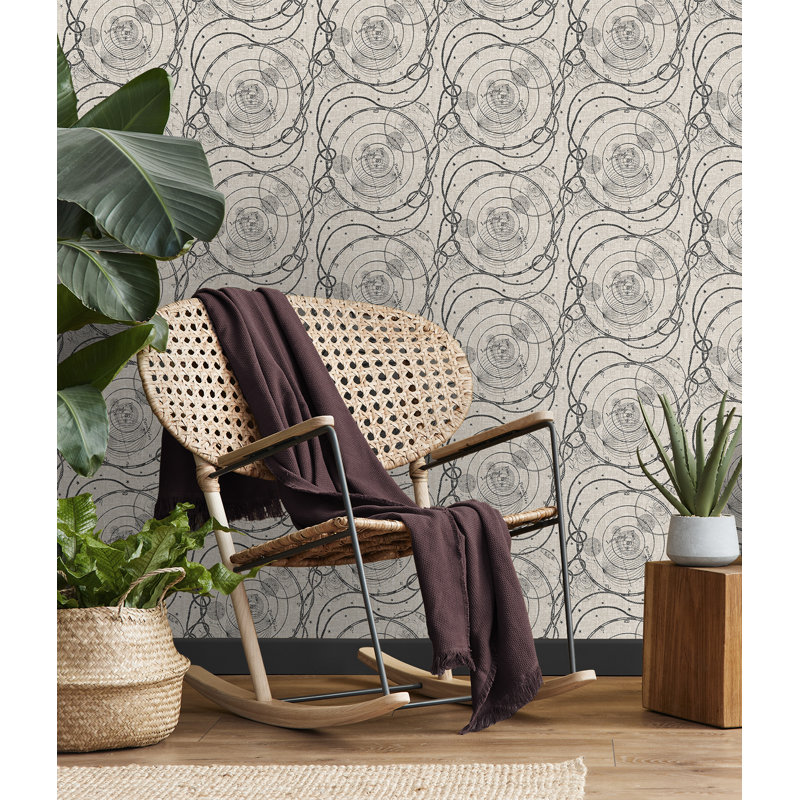 Tommy Bahama Ropes & Spheres Peel And Stick Wallpaper Roll, Noir