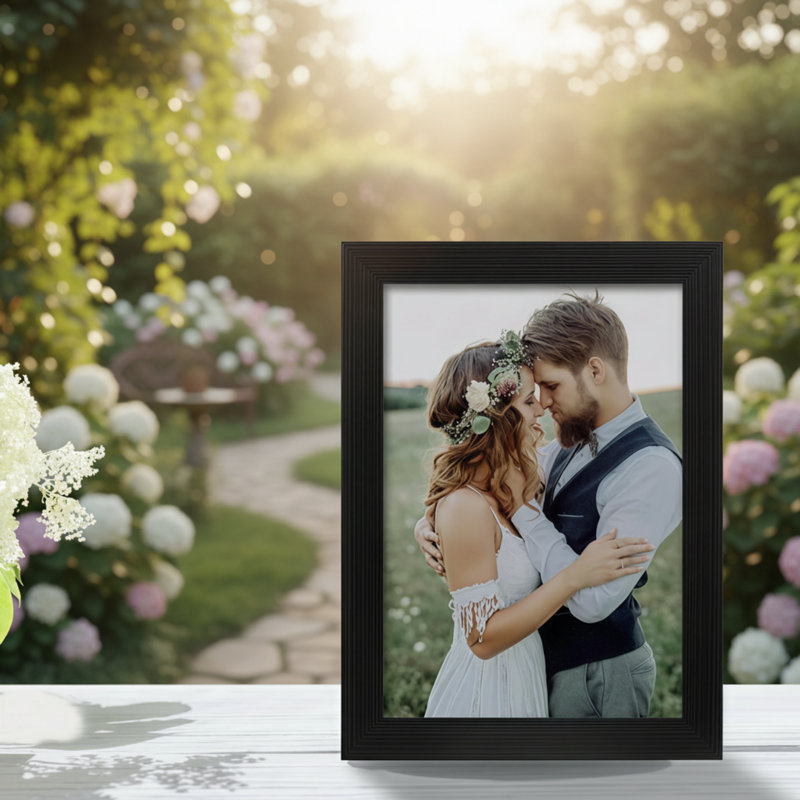 Two Black 5X7 Picture Frames, Made Of Durable Material, Suitable For Both Wall And Desktop Use, Can Be Displayed Horizontally Or Vertically.