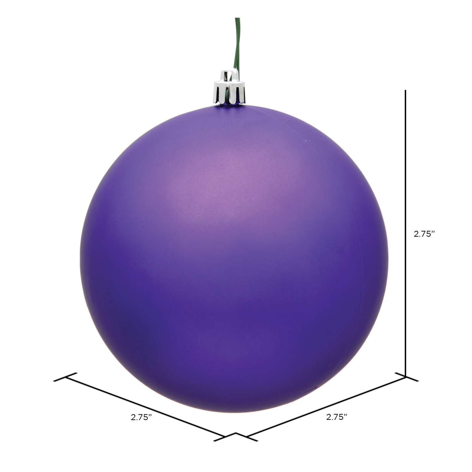 Holiday Décor Ball Ornament, Purple Matte, 2.75" H x 2.75" W x 2.75" D