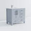 Gris foncé 36 po De salle de bain avec comptoir en marbre, robinet inclus, fermeture en douceur, une armoire, cinq tiroirs, tablette ouverte, robinet escamotable à un trou avec plateau décalé gauche et surface de teinture,-1394651983