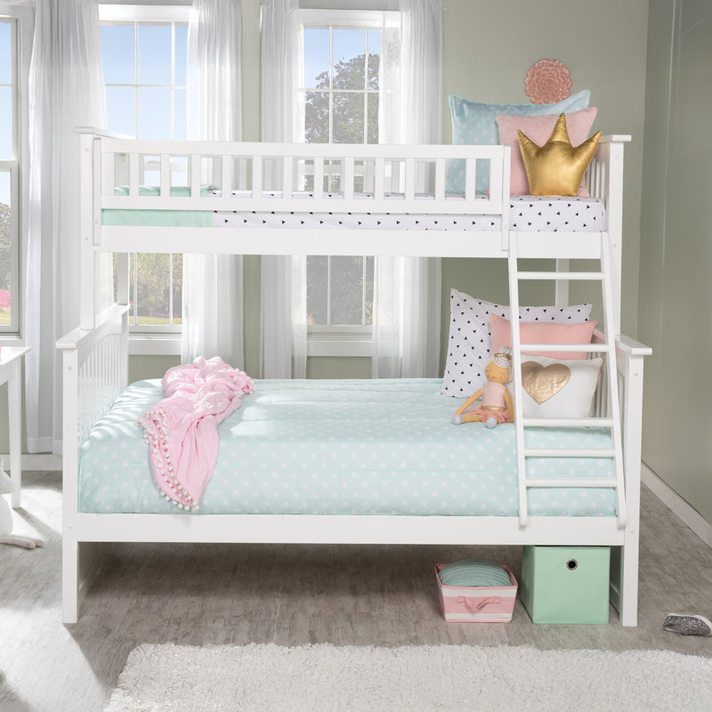  Flinn Solid Wood Bunk Bed, Twin over Full, White