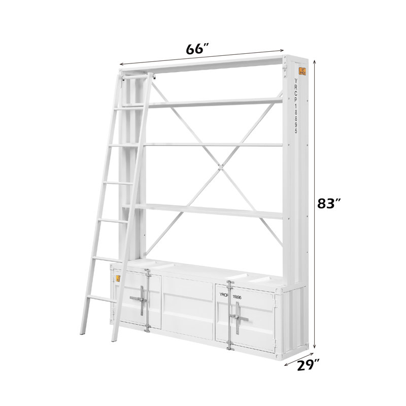 Cargo White Finish Bookcase W/Ladder, White