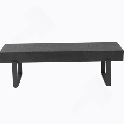 Upholstered Bench For Bedroom End Of Bed,59"L Rubberwood Bench For Livingroom With Padded Cushion,Versatile Modern Shoe Bench For Entryway, Black
