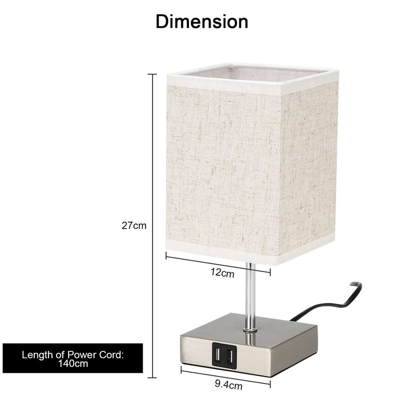 Arnitha Metal USB Table Lamp, White