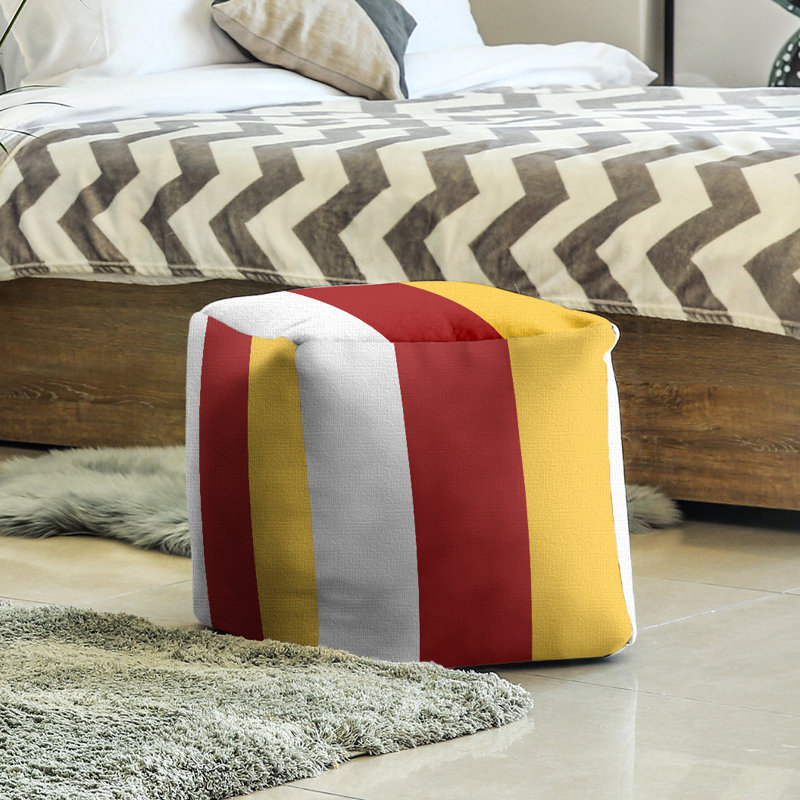 Repose-pieds cube la ours college stripes, Blanc / rouge / jaune