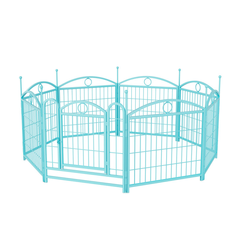 Clôture pour animaux 24,2 po de hauteur, 24 po, métal, bleu, Bleu sarcelle