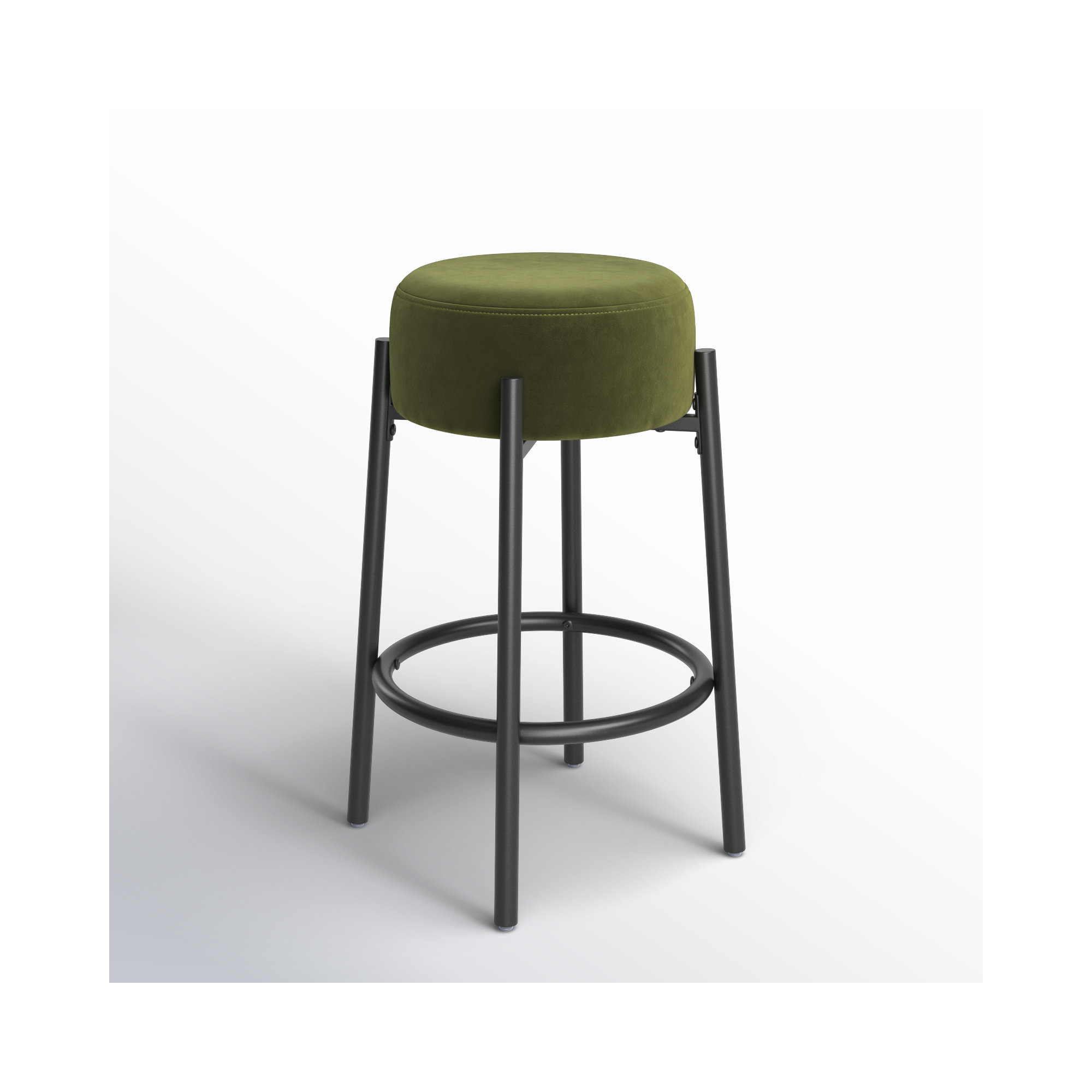 Colombe Metal Leg Bar & Stool, Velvet-Forrest Green, Counter Stool (26.3" Seat Height)