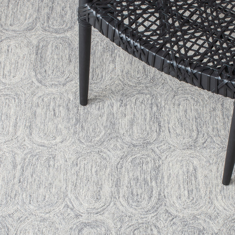 Ashford Abstract Handmade Tufted Wool Grey Area Rug, Rectangle 5' x 8'