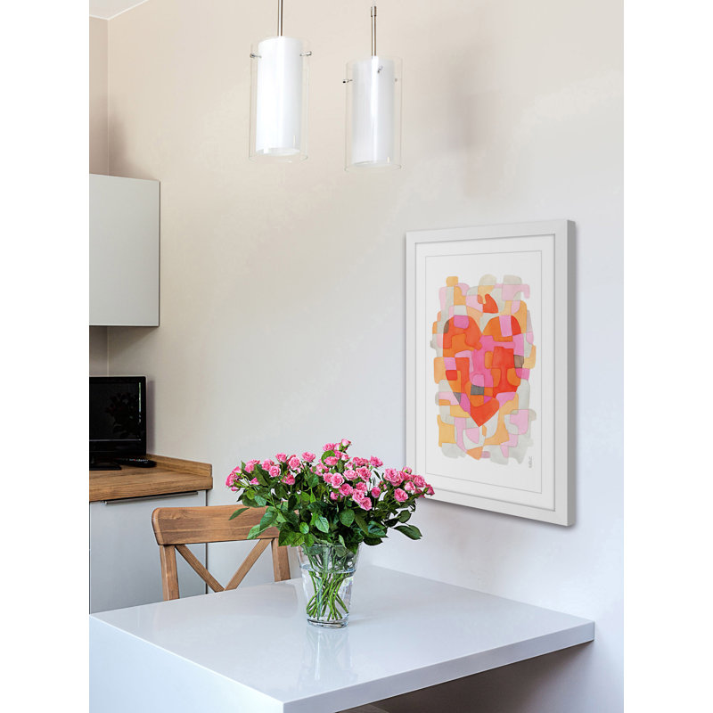 «Splash of Heart», reproduction d'art, H 18 po x l 12 po, Cadre blanc