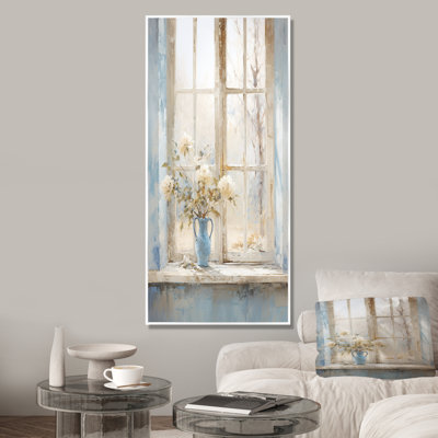 Blanc et bleu, minimalisme floral, fenêtres I