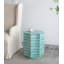 Tabouret 17 po x 17 po x 20 po avec motif Capiz, bleu multi