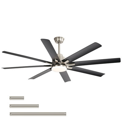 52-Inch Smart Ceiling Fan With Lights,6 Wind Speed,With 8 Black ABS Blades,Voice Remote,Fan For Bedroom,Living Room,Patio,Kitchen,etc