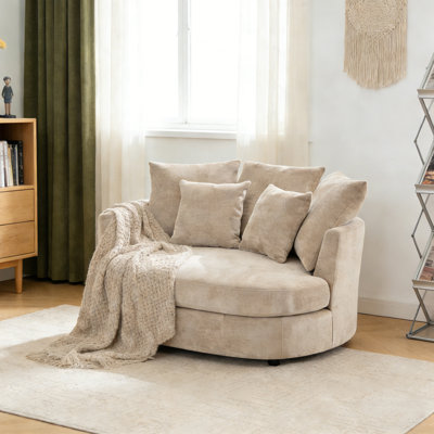 Fauteuil d'appoint rembourré 55,25 po avec 5 coussins latéraux en chenille