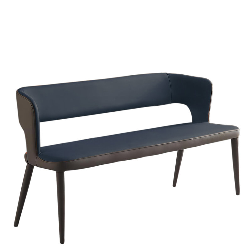 Banc rembourré en similicuir Marnika, Bleu