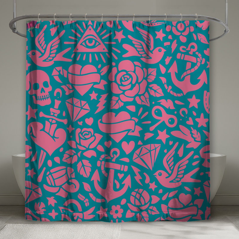 Rideaux de douche roses très longs, 70in W x 72in H