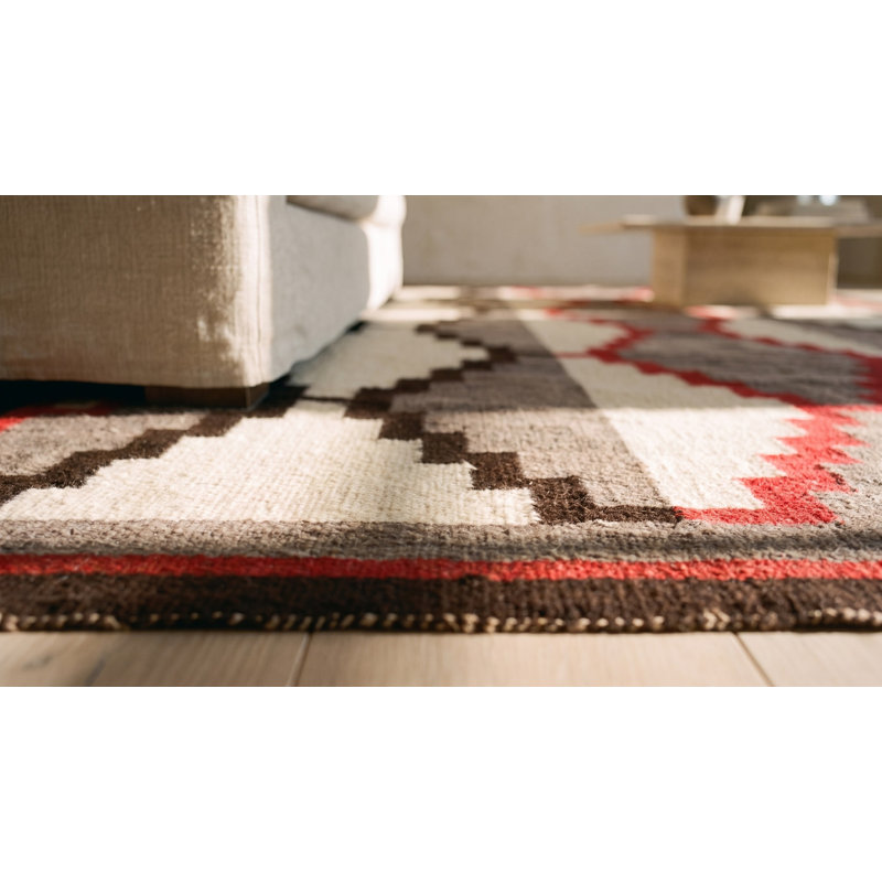 Gray Antique Wool 1930s Rectangle Flat Weave Navajo Rug