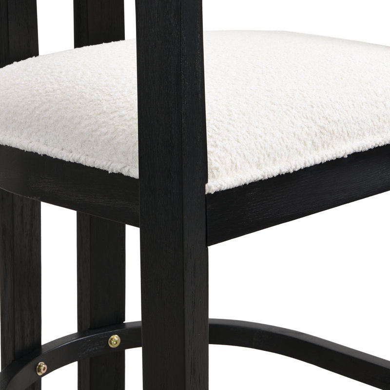 Tabourets de bar rembourrés 26 po Evesham, Siège beige bouclé / cadre noir