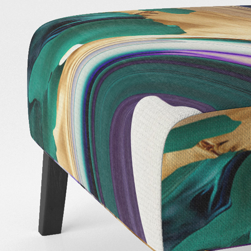 Purple, Green And Gold Bold Strokes I - Upholstered Contemporary Slipper Chair, Purple Accent Chair