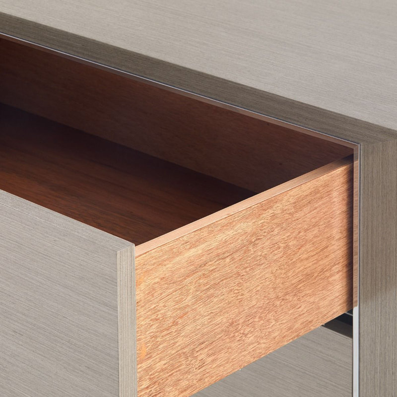 Morris Solid Wood Writing Desk, Taupe Gray/Nickel