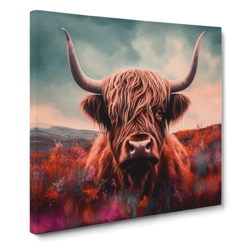 Highland Cow Surrealism - Wrapped Canvas, 50cm H x 50cm W x 3cm D