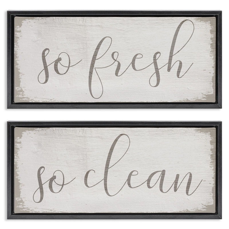 «Rustic White So Fresh So Clean», ensemble de 2 toiles flottantes encadrées par Daphne Polselli WRP-1205, H 11 po x l 25 po