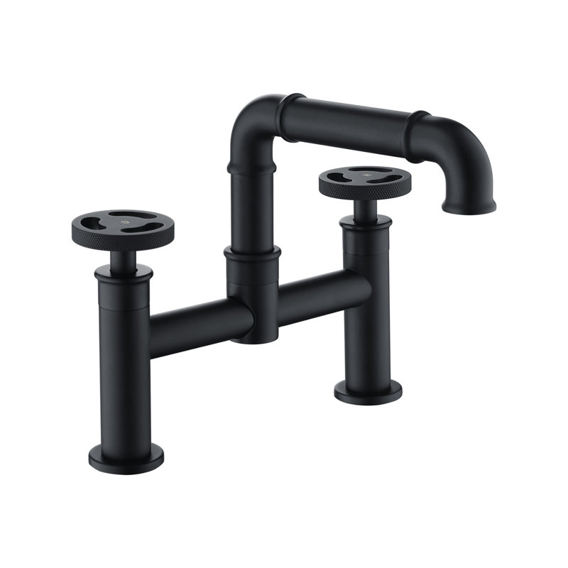 Robinet pour salle de bain moderne à poignées doubles, Noir mat