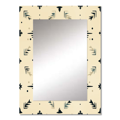 Demetrous Neutral Nomad Ii Boho Pattern - Geometric  Decorative Wall Mirror, Modern Large Mirror, Printed Metal Art