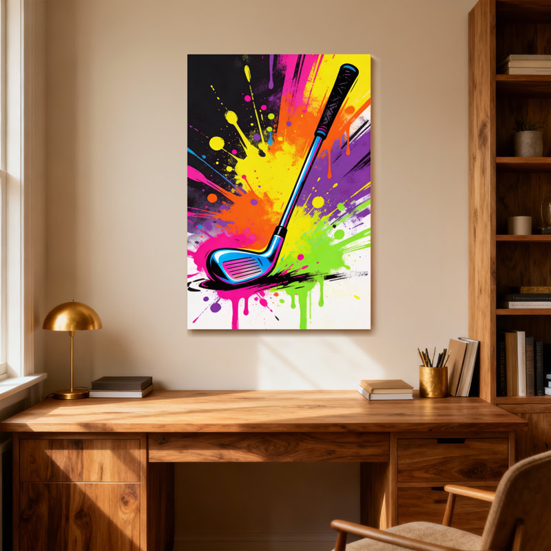 Abstrait coloré, impression de club de golf Splash, H 24 po x l 16 po