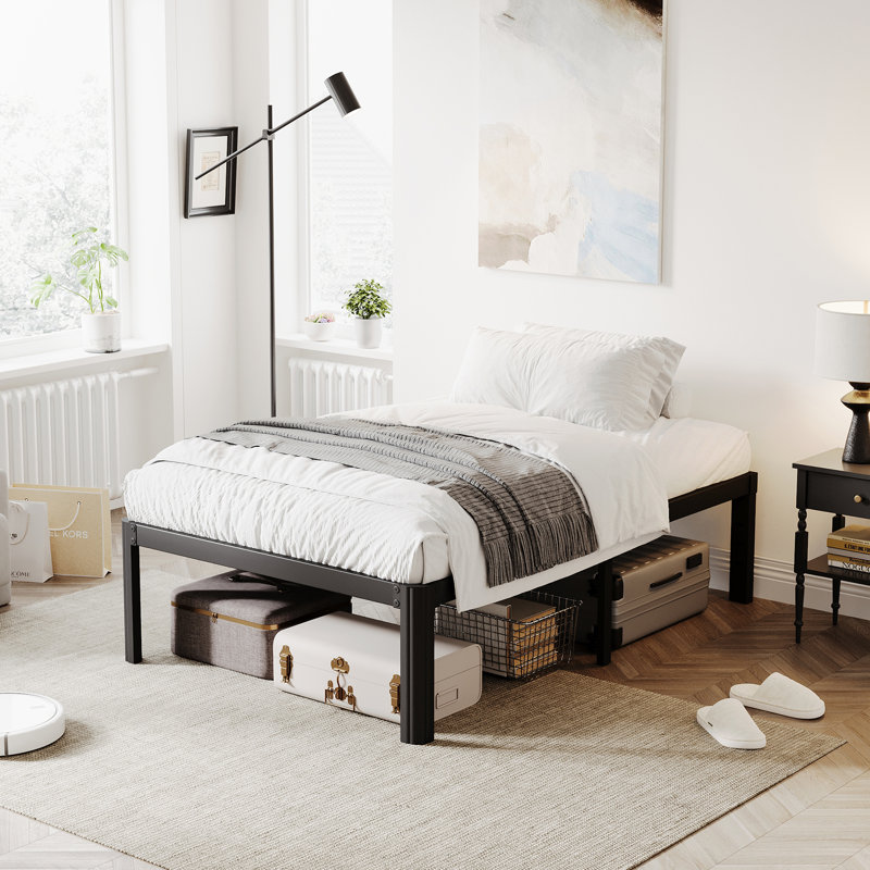 Jalyna Heavy Duty Metal Bed Frame with Round Corners, Box Spring Not Required, Noise Free, 12", Twin XL