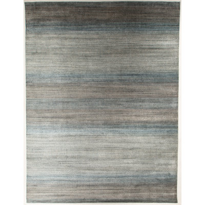 Modern Striped Handloomed Charcoal/Blue Area Rug