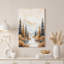«Autumn Pine Trees and Mountain Lake», art mural sur toile-134029842