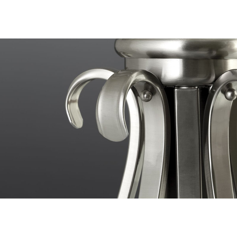 Lustre classique 5 lumières à abat-jour Lilly, Nickel brossé
