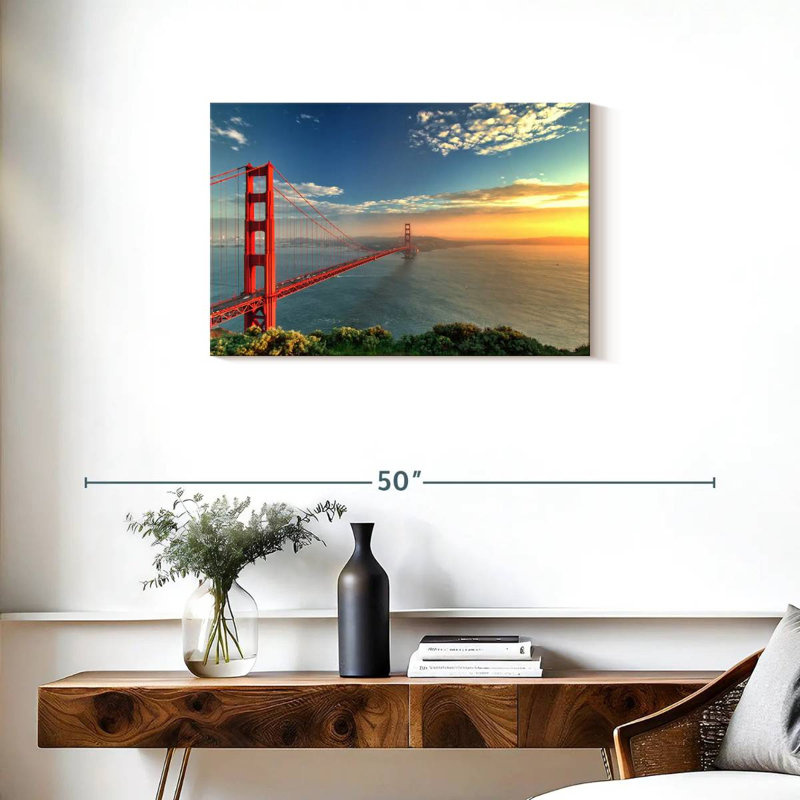 Lilie Golden Gate Bridge, coucher de soleil, H 20 po x l 30 po