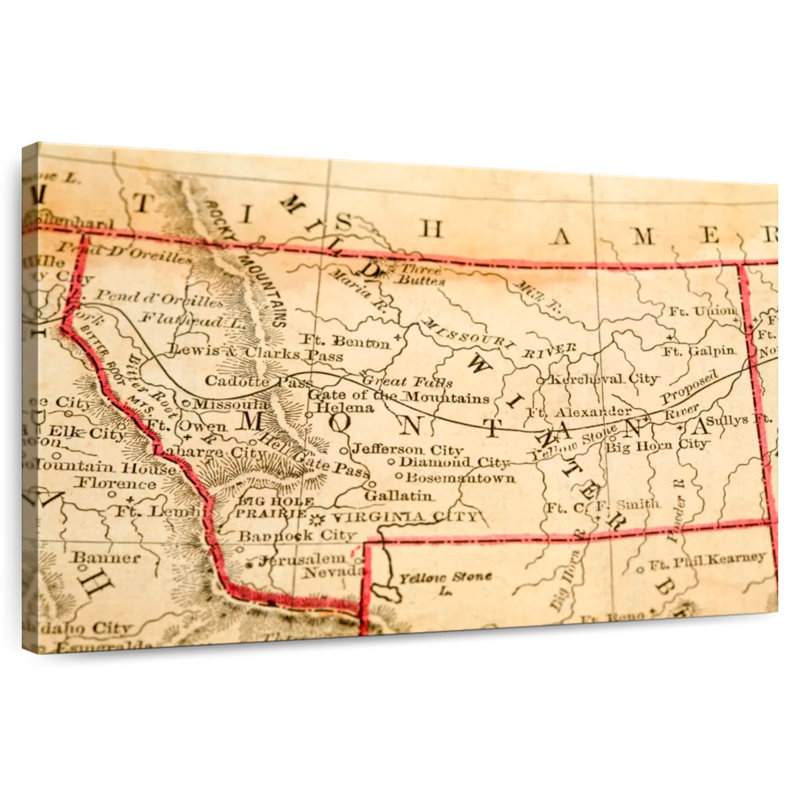 Carte rétro du Montana, Aliaz, H 20 po x l 30 po