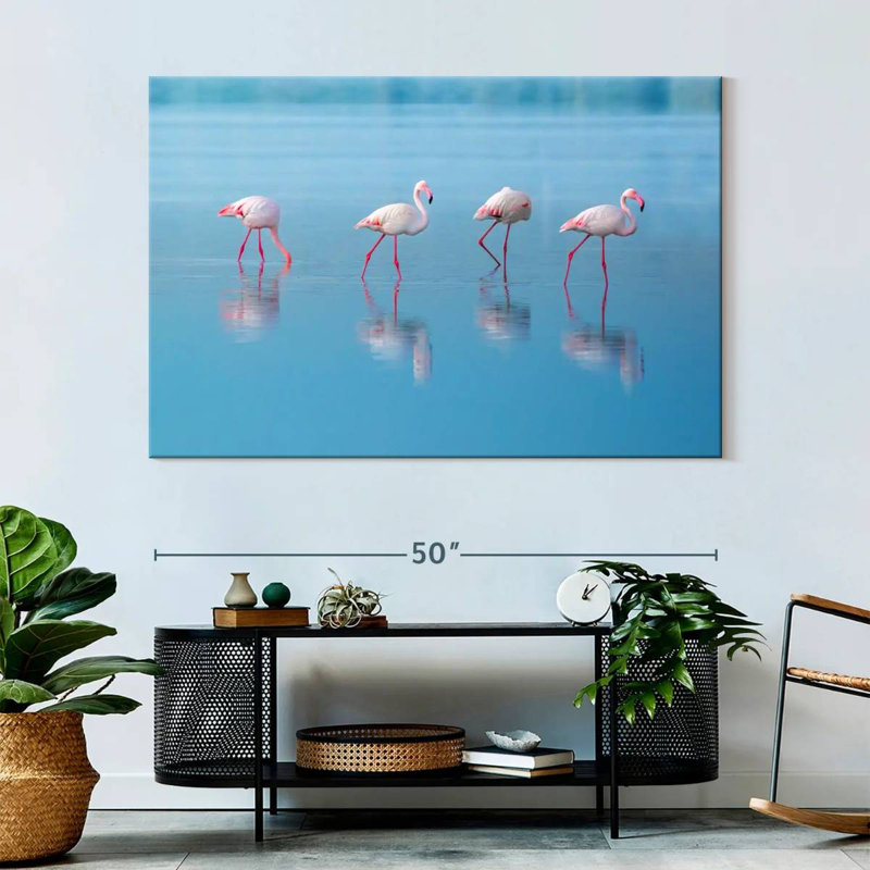 Brampt Blue Lake Pink Flamingos, 34" H x 51" W