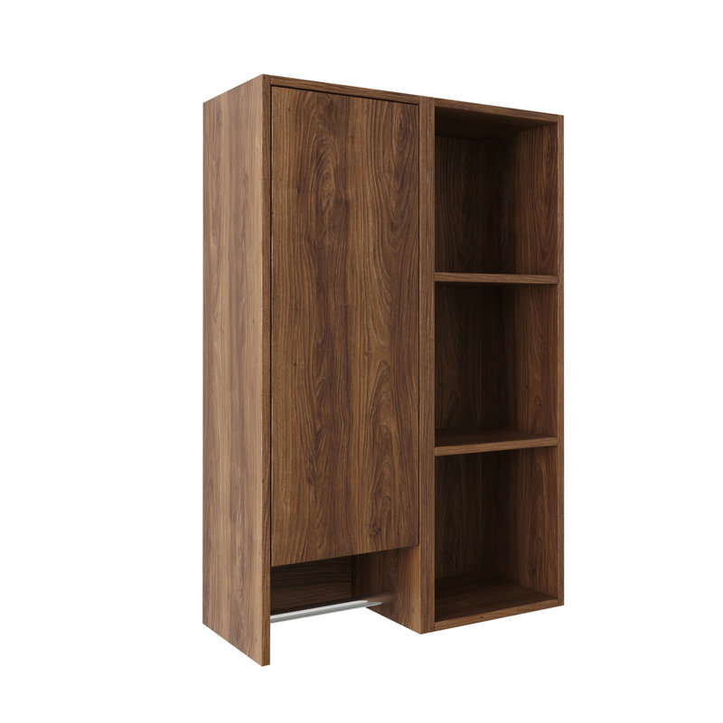 Armoire murale 24 po et tablettes de rangement combinées, porte à fermeture douce, convenant à une petite salle de bain, bureau, pièce de rangement, ébène brun