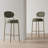 upholstered bar stools: set of 2 faux leather counter chairs with golden legs for modern kitchen dining-1659006986
